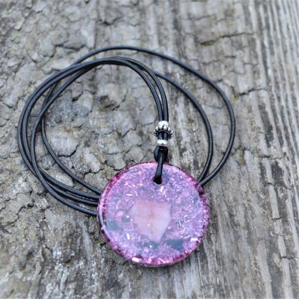 Orgonite classic pink pendant